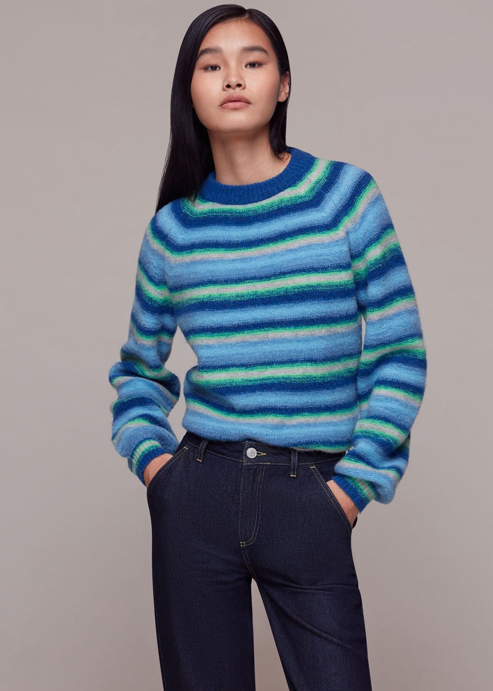 Whistles Variated Stripe Sweater Blue / Multicolor | US-46587WTPM