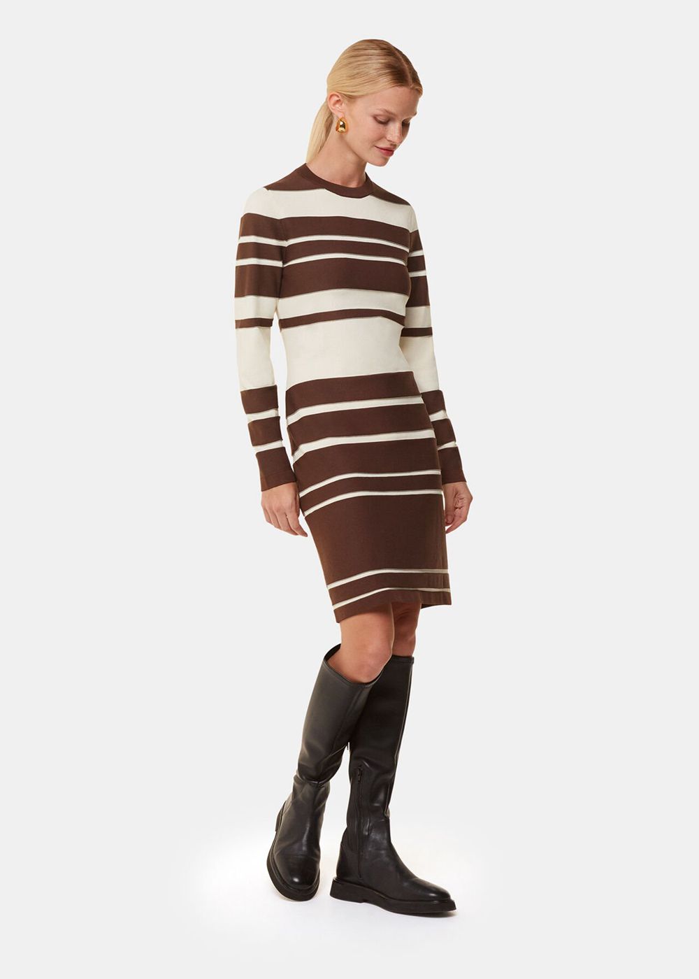 Whistles Variegated Stripe Knit Dress Brown / Multicolor | US-09683OZAC