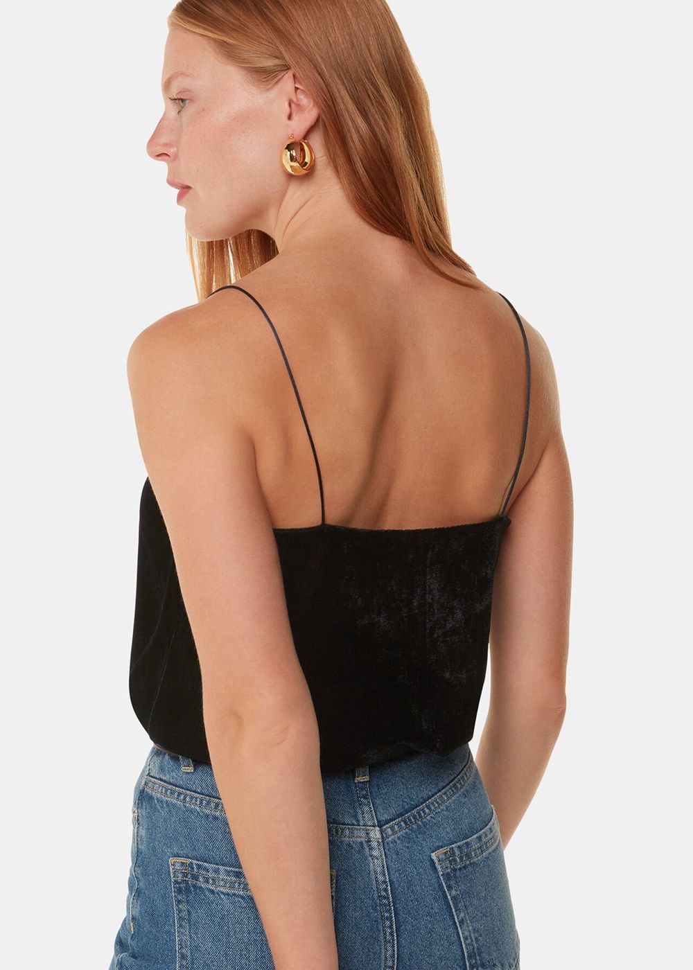 Whistles Velvet Cowl Neck Cami Top Black | US-04218PDUO