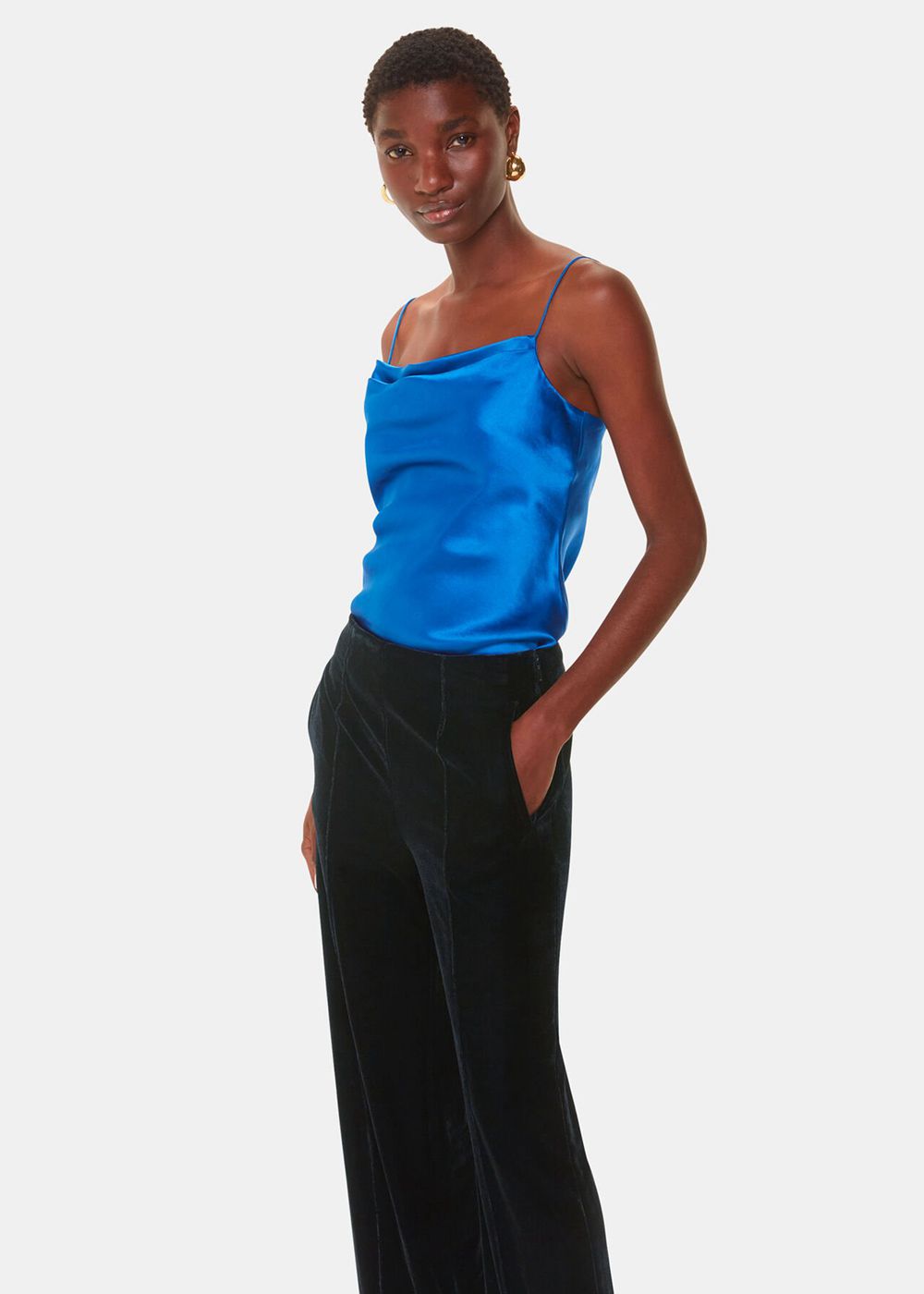 Whistles Velvet Full Length Pants Black | US-48527UEQJ