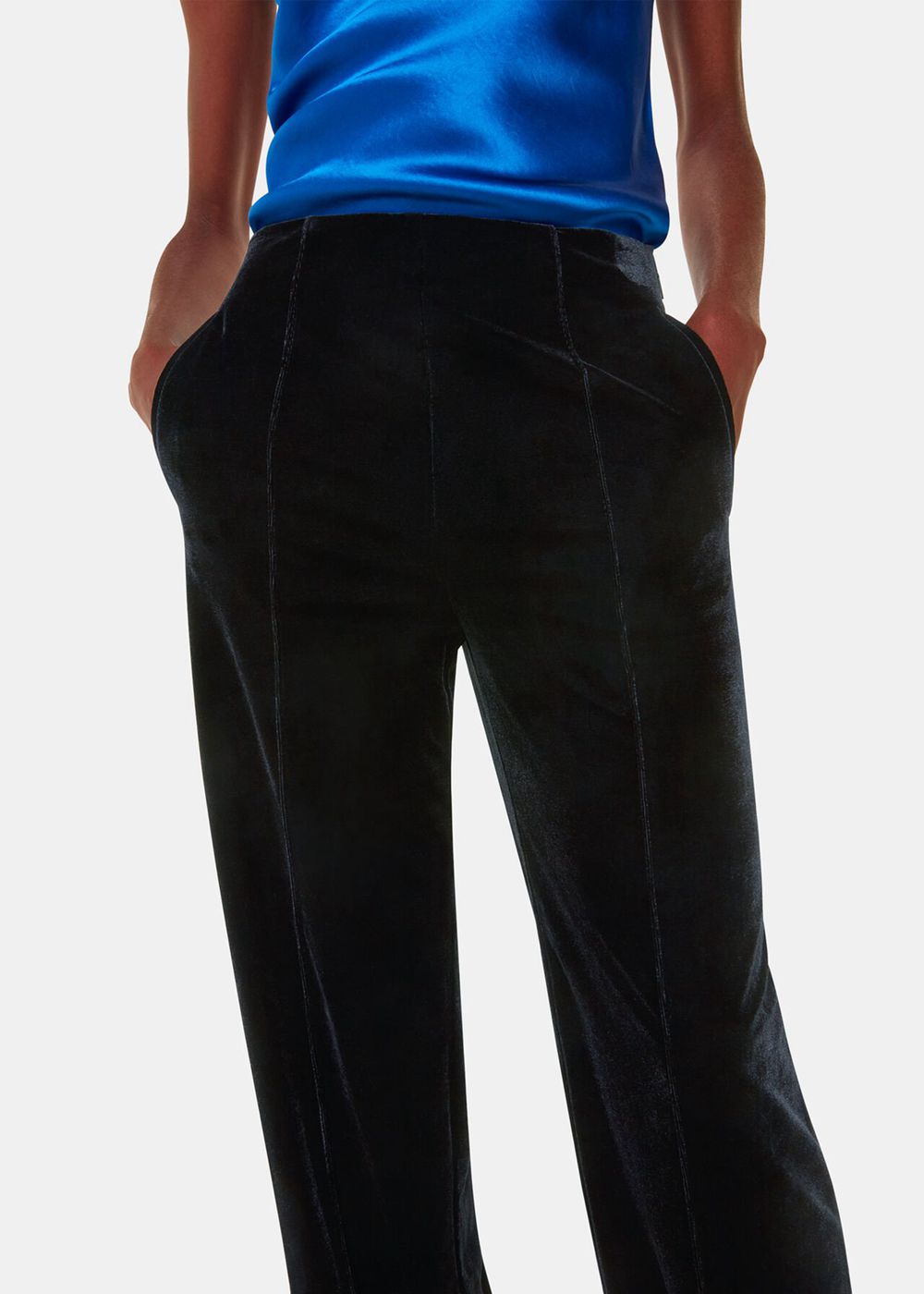 Whistles Velvet Full Length Pants Black | US-48527UEQJ