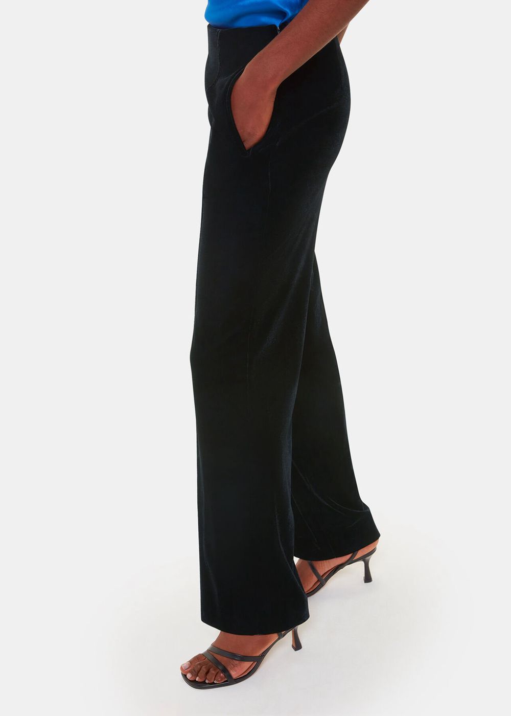 Whistles Velvet Full Length Pants Black | US-48527UEQJ