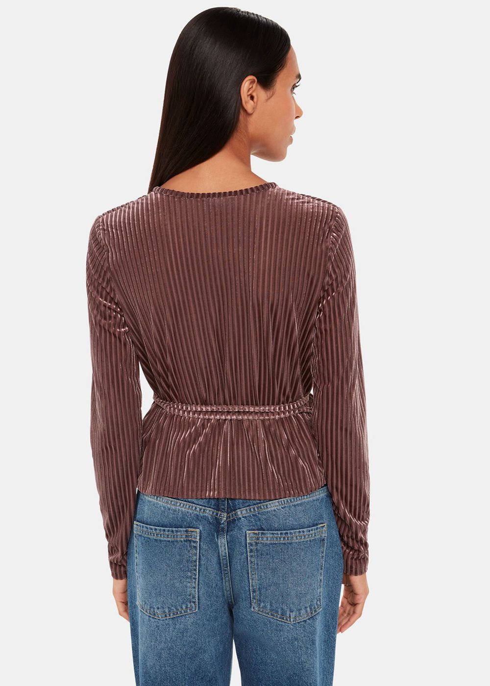 Whistles Velvet Stripe Wrap Cardigan Chocolate | US-42395VWNZ