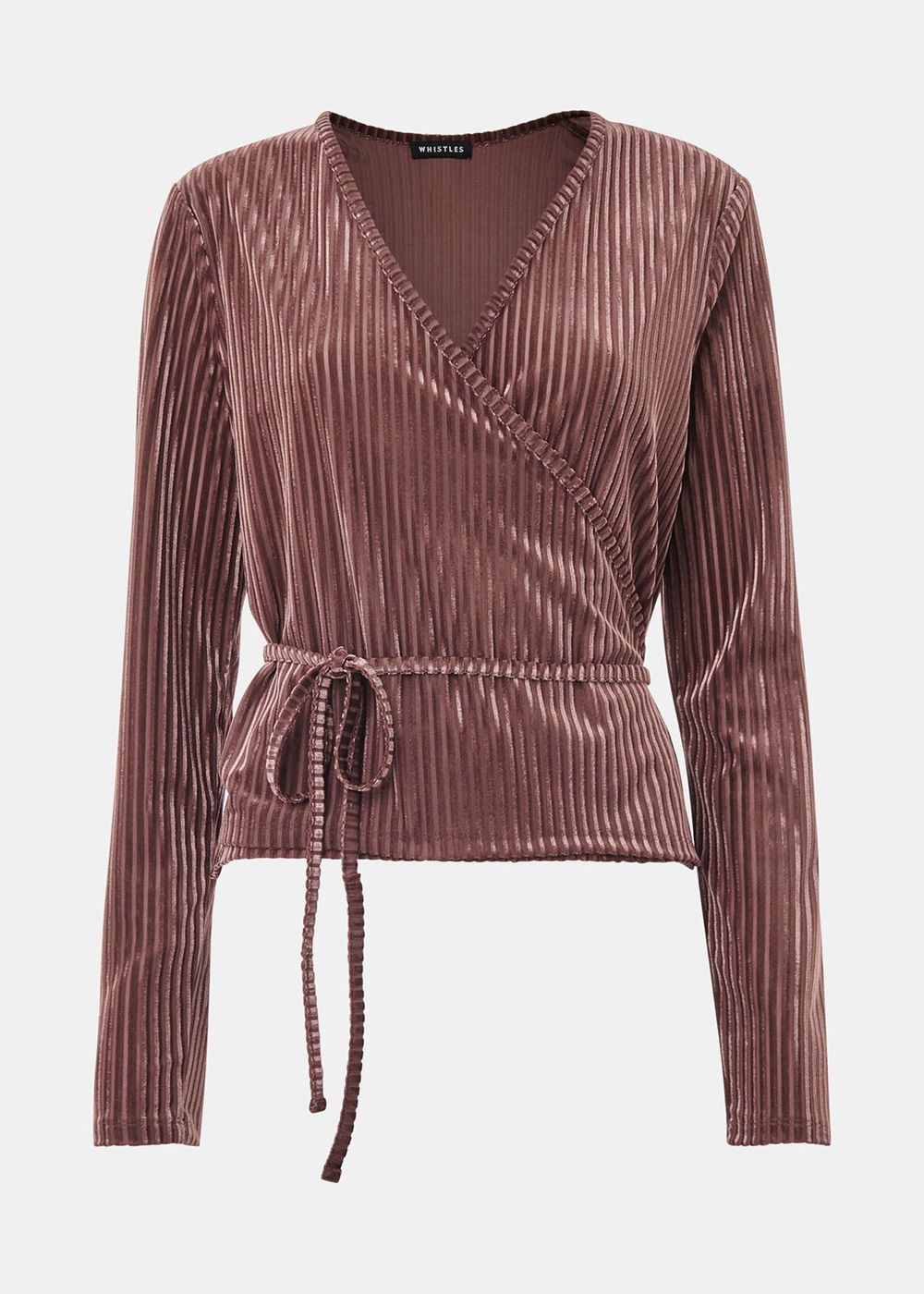 Whistles Velvet Stripe Wrap Cardigan Chocolate | US-42395VWNZ