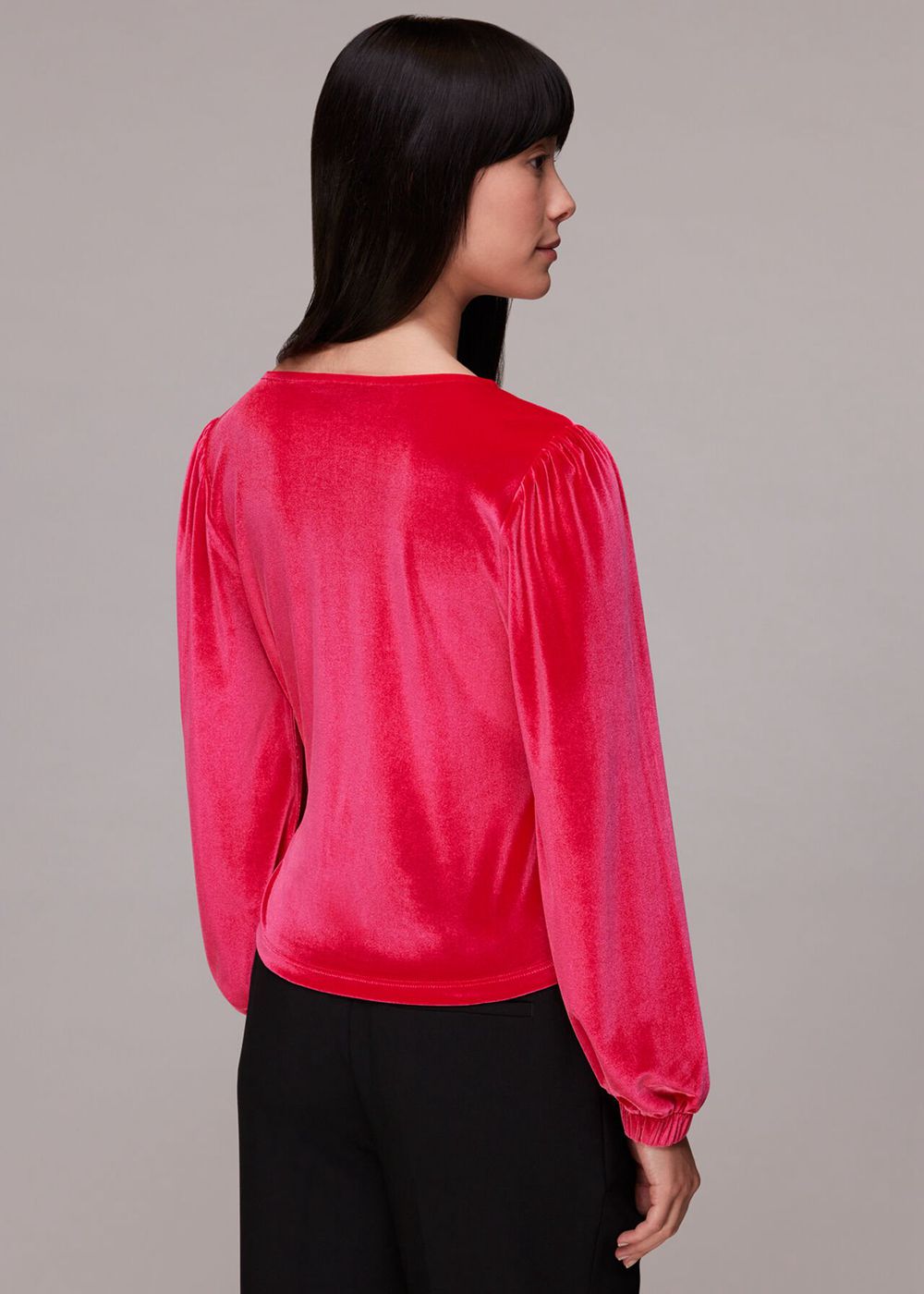 Whistles Velvet V Neck Wrap Top Pink | US-62493ACUX