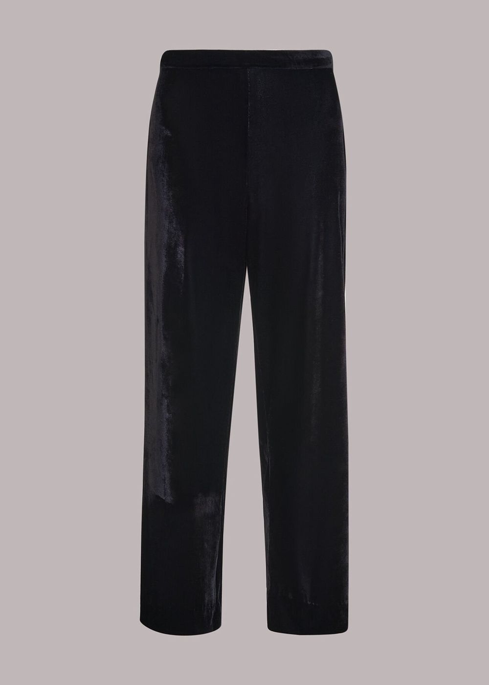 Whistles Velvet Wide Leg Crop Pants Black | US-70251BEQV