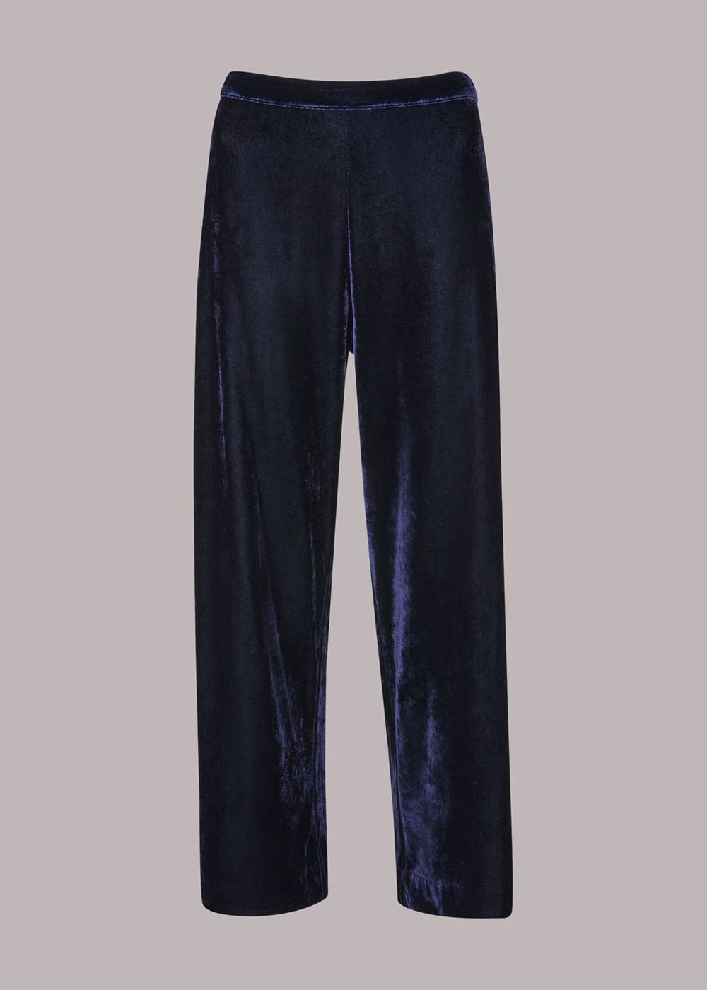 Whistles Velvet Wide Leg Crop Pants Navy | US-18472ZKGQ