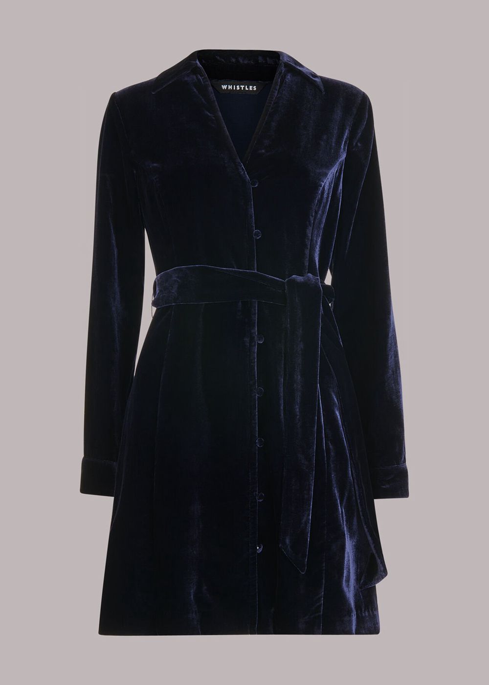 Whistles Velvet Wrap Mini Dress Navy | US-24168TFEM