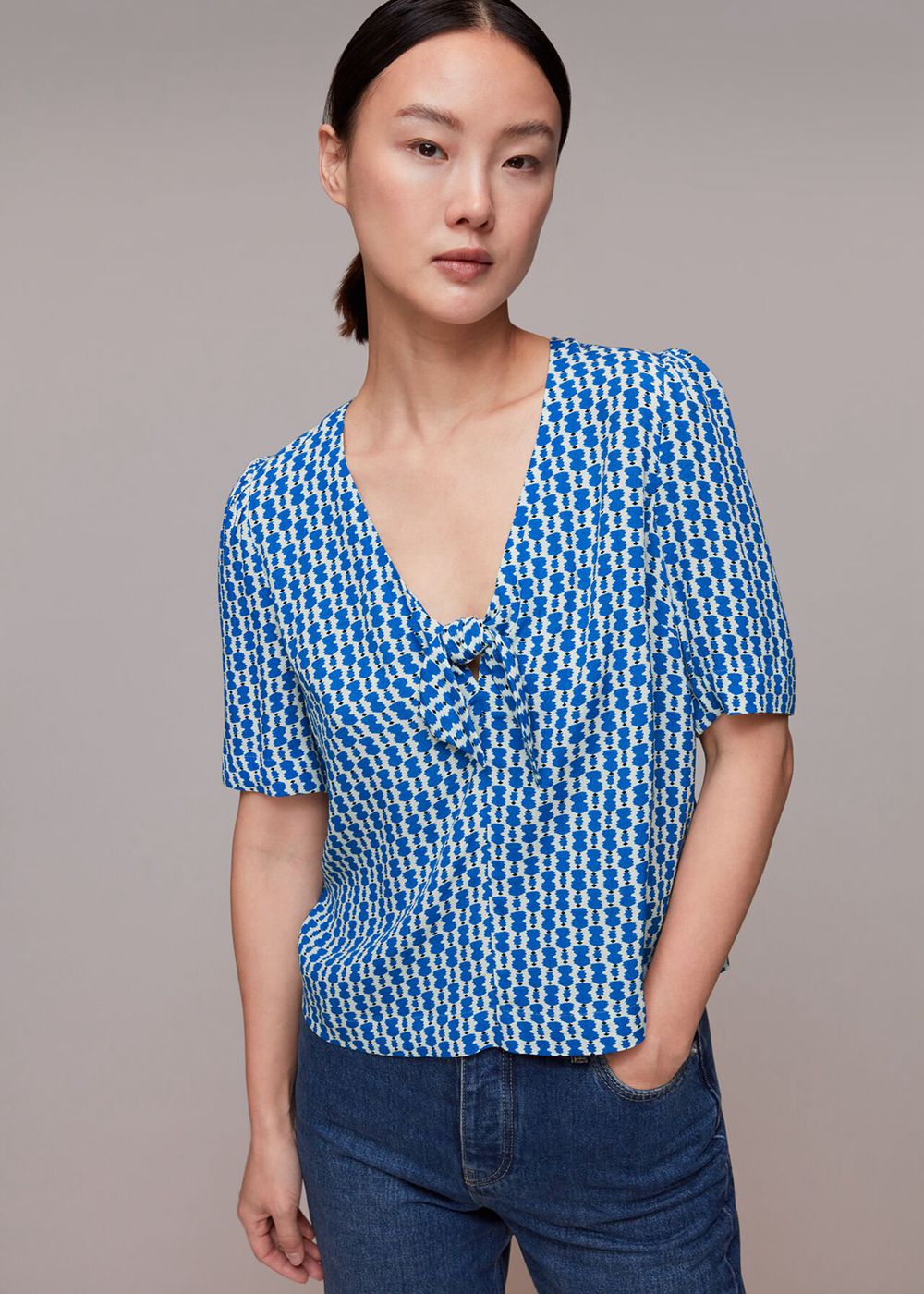 Whistles Vertical Stack Bow Top Blue / Multicolor | US-37169LYPZ