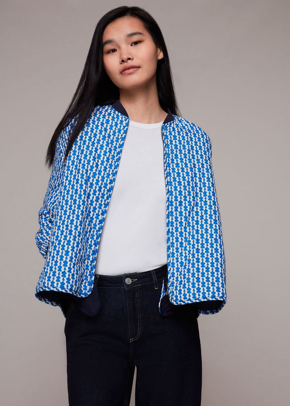 Whistles Vertical Stack Print Jacket Blue / Multicolor | US-37061ONIW