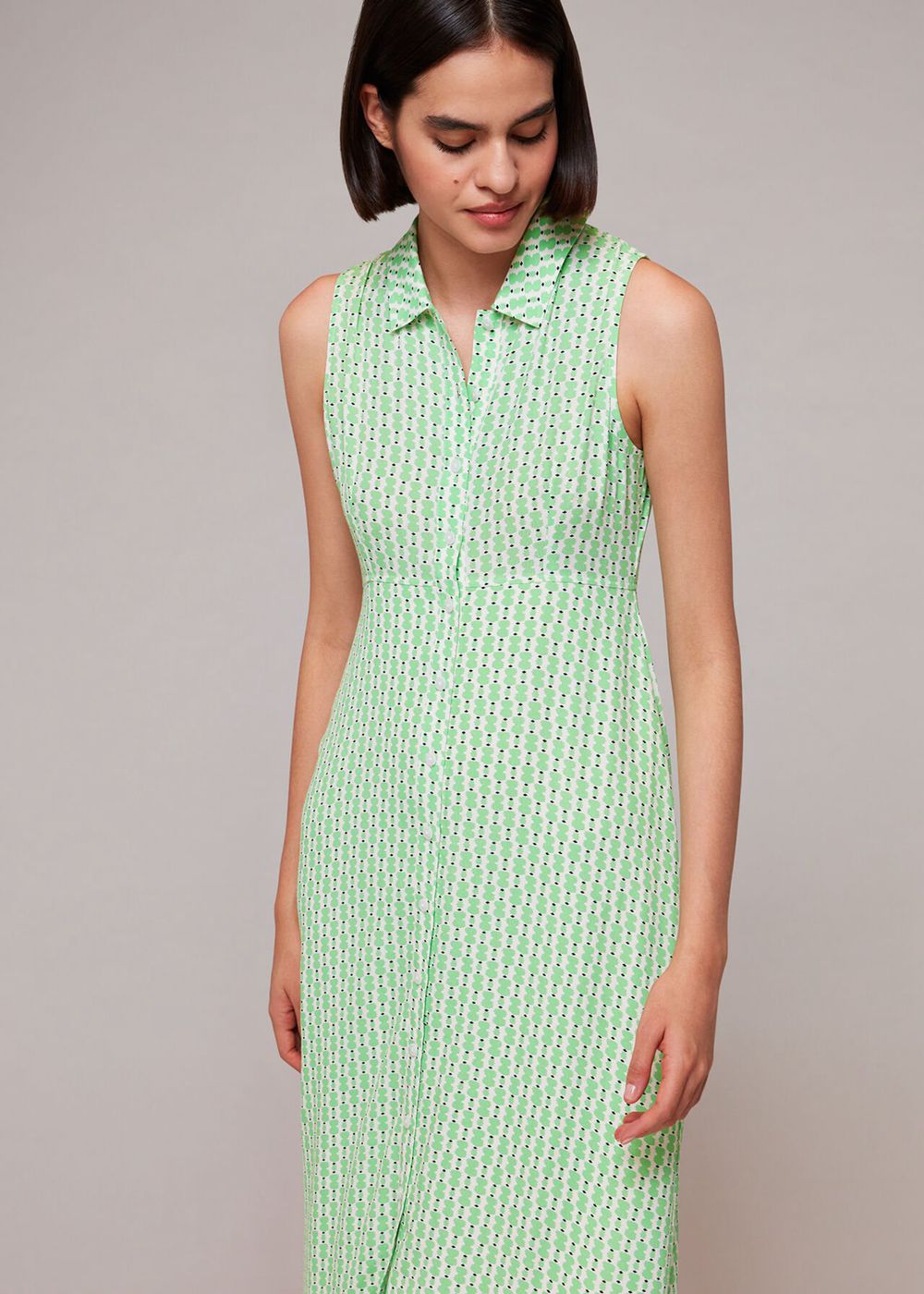 Whistles Vertical Stack Shirt Dress Green / Multicolor | US-25031QETG