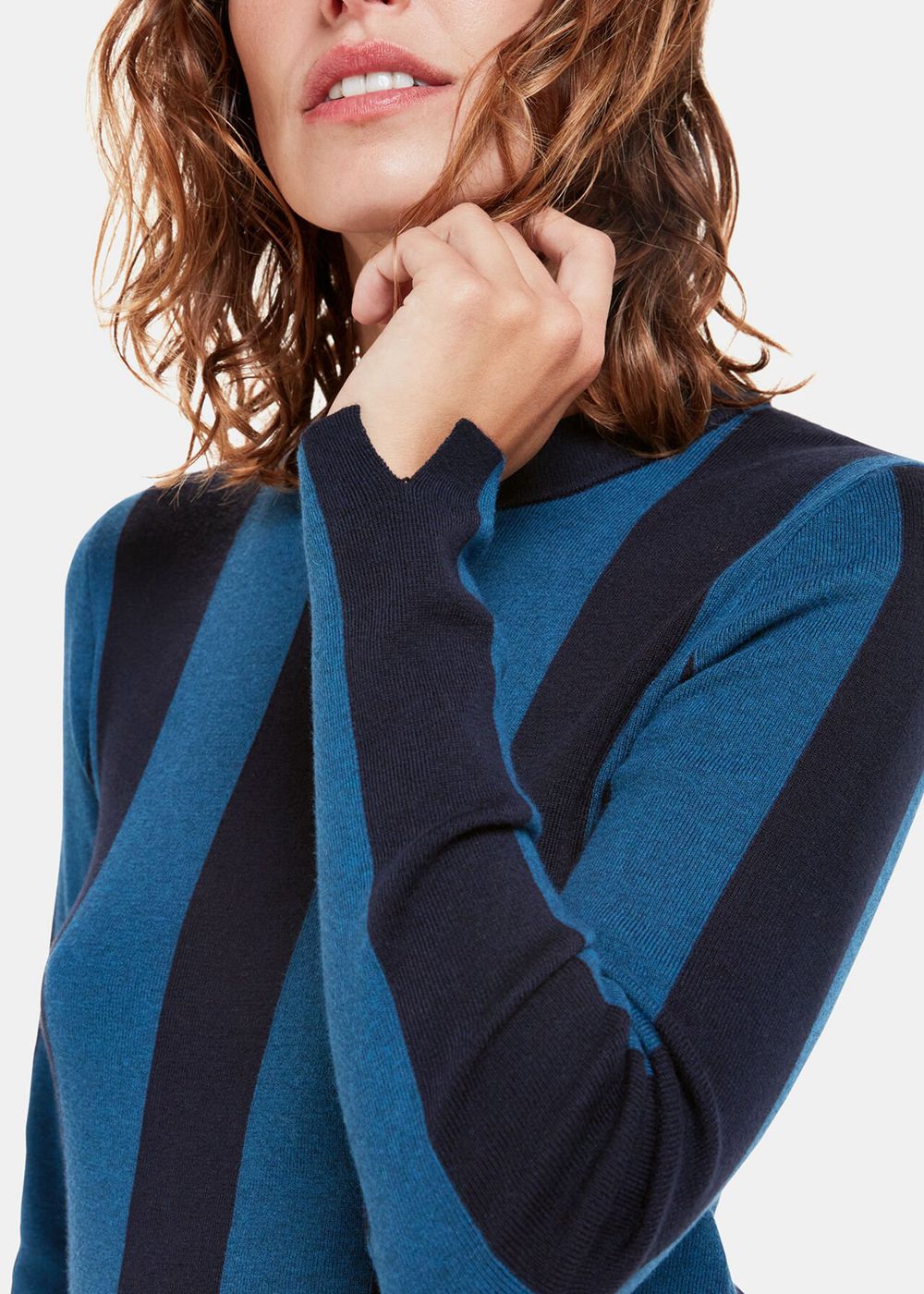 Whistles Vertical Stripe Crew Neck Knitwear Navy / Multicolor | US-14079LHYN