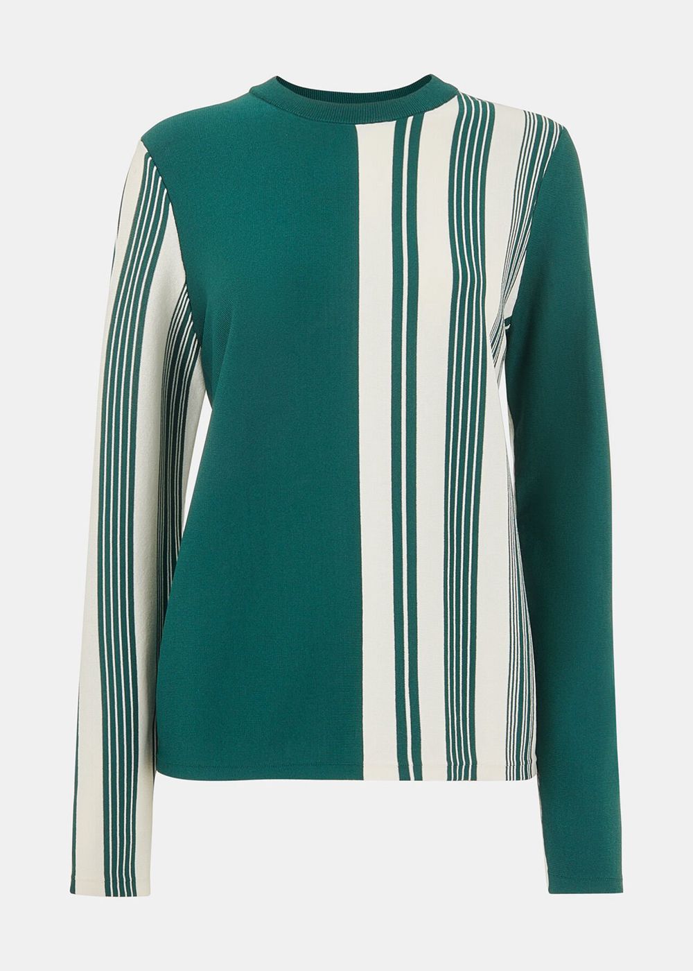 Whistles Vertical Stripe Crew Neck Knitwear Green / Multicolor | US-91783OCDU