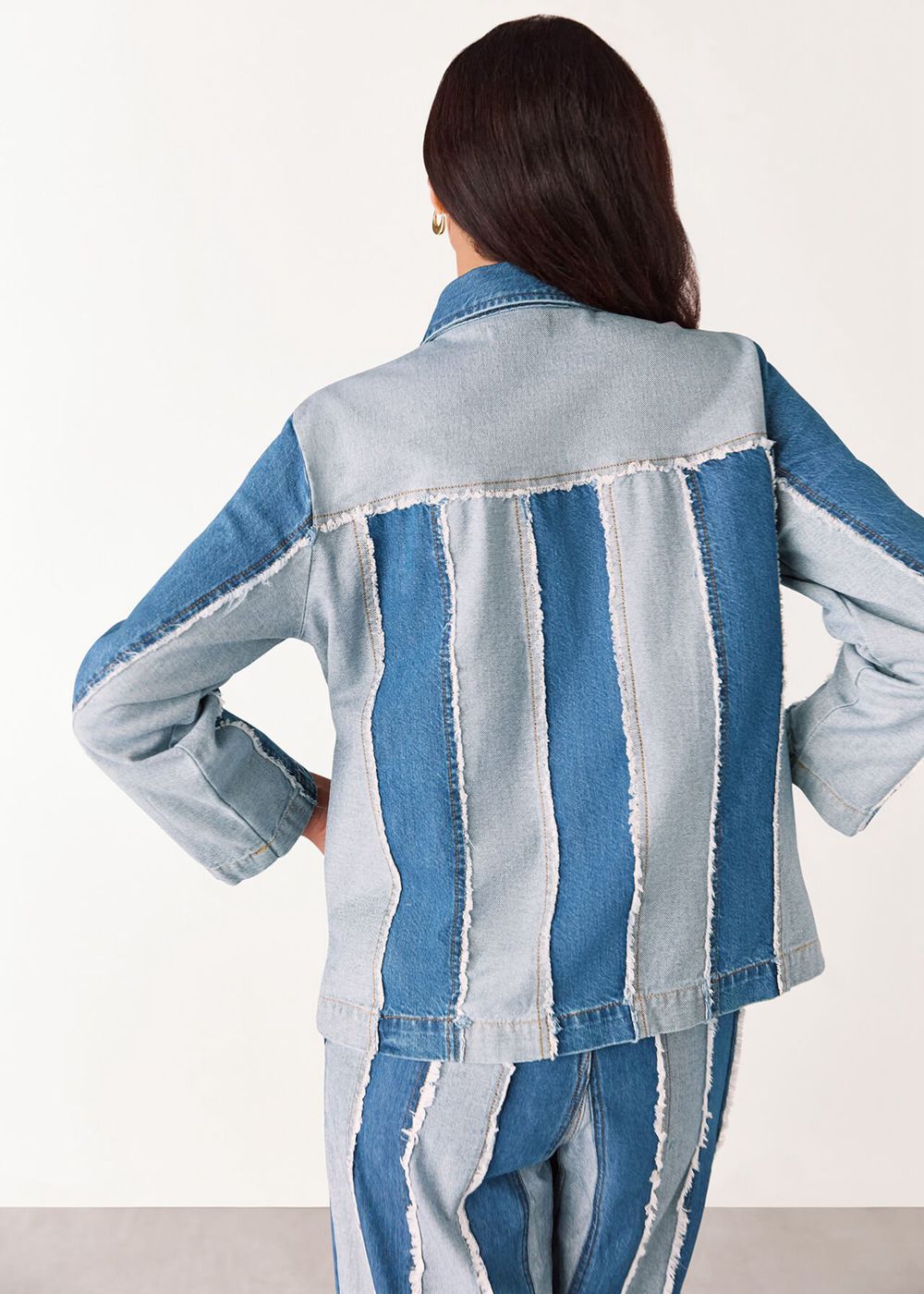 Whistles Vertical Stripe Denim Jacket Blue | US-48723DOTJ