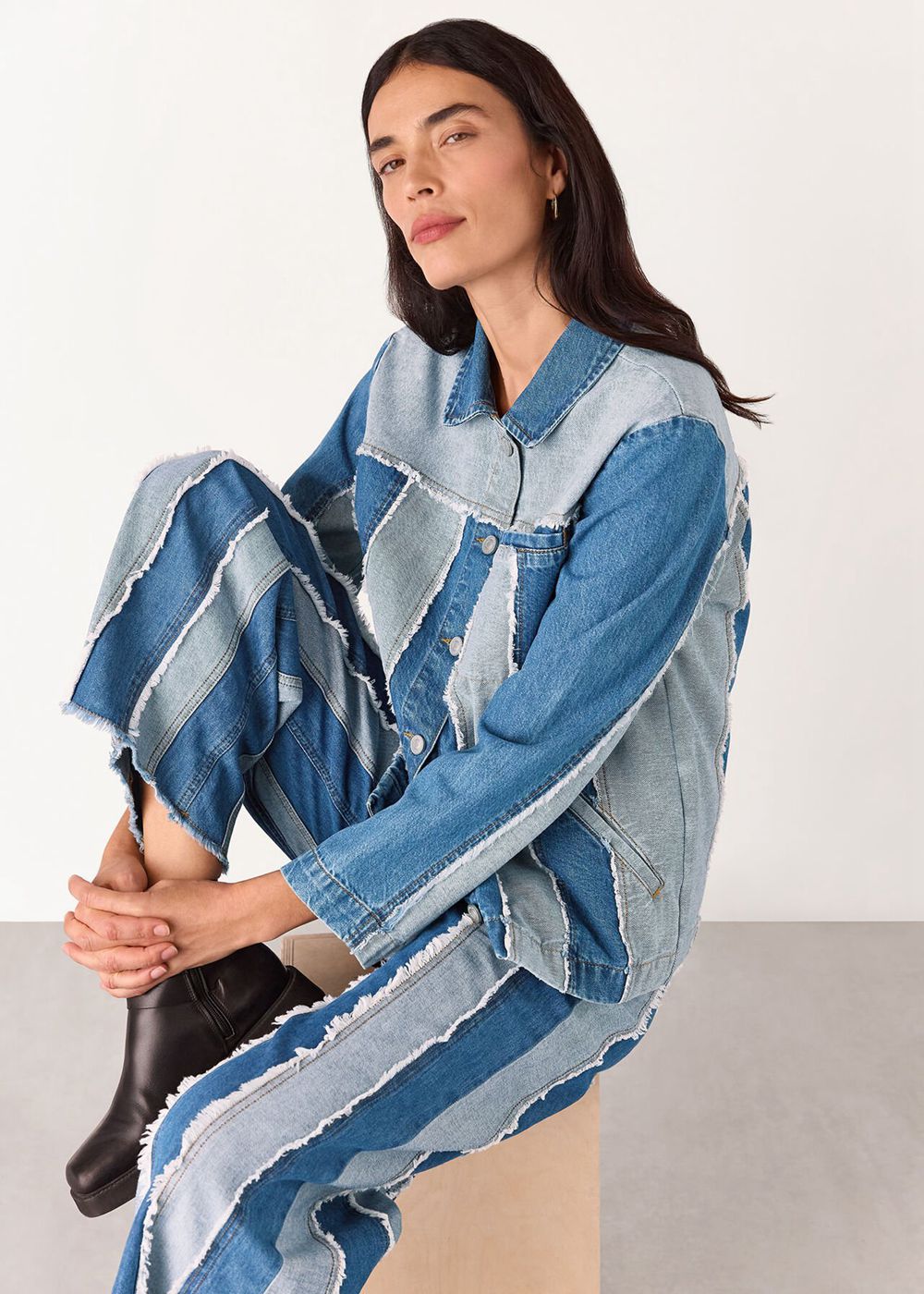 Whistles Vertical Stripe Denim Jacket Blue | US-48723DOTJ