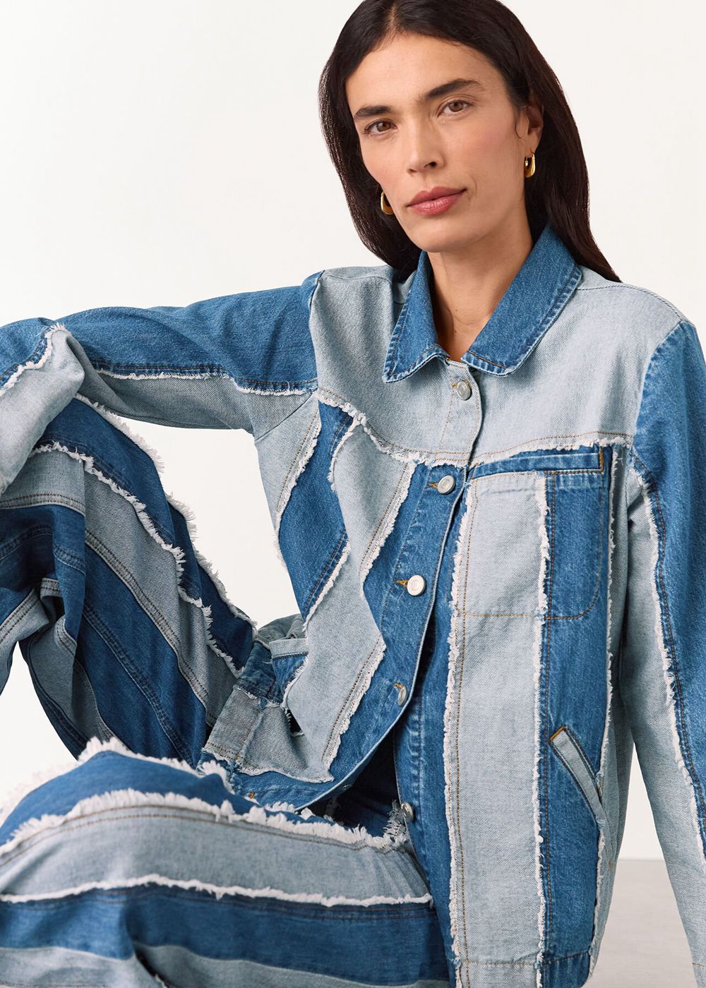 Whistles Vertical Stripe Denim Jacket Blue | US-48723DOTJ