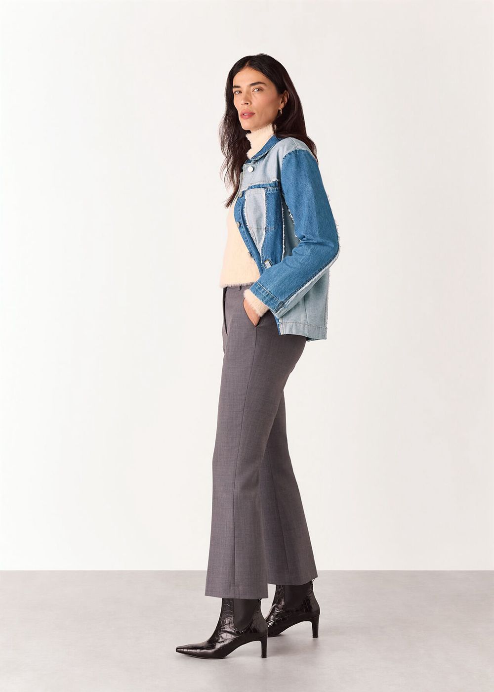 Whistles Vertical Stripe Denim Jacket Blue | US-48723DOTJ