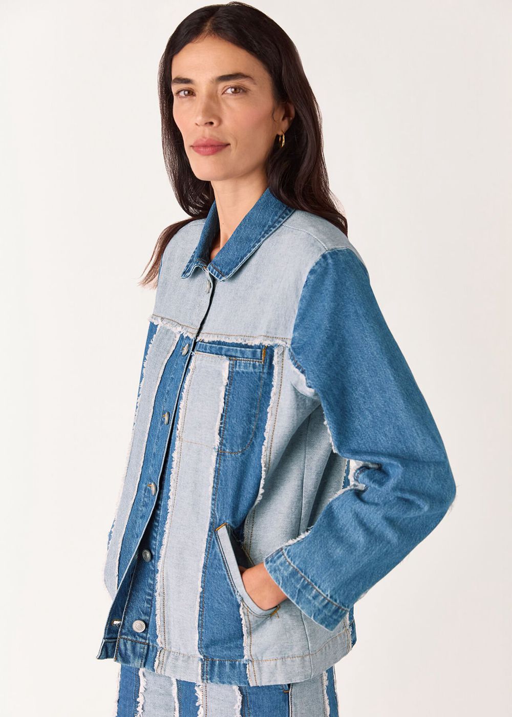 Whistles Vertical Stripe Denim Jacket Blue | US-48723DOTJ