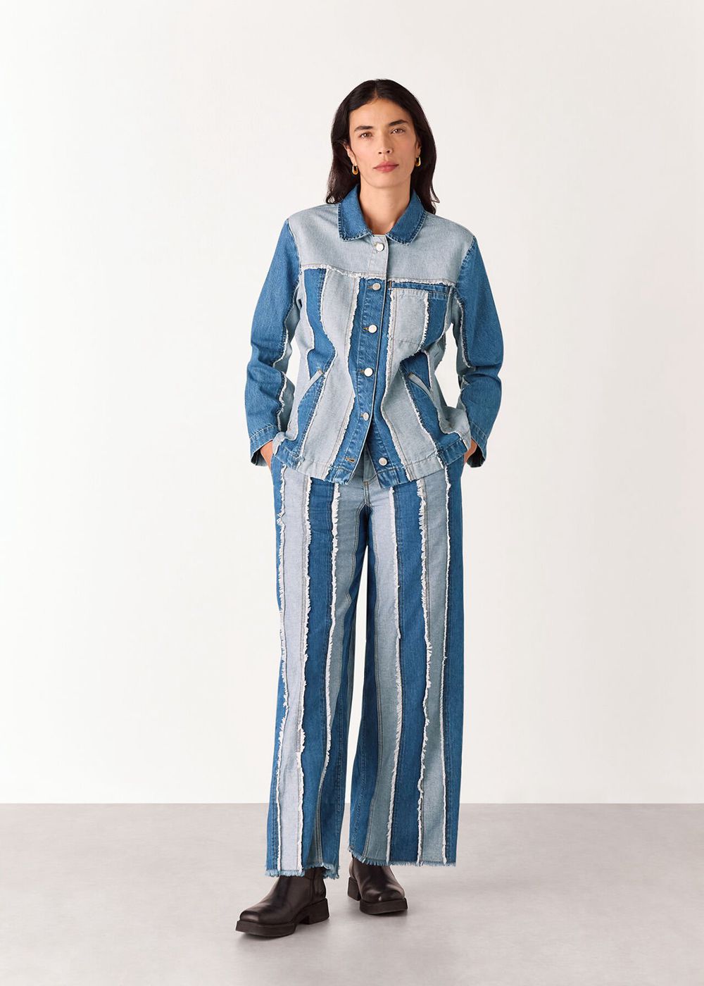 Whistles Vertical Stripe Denim Jacket Blue | US-48723DOTJ