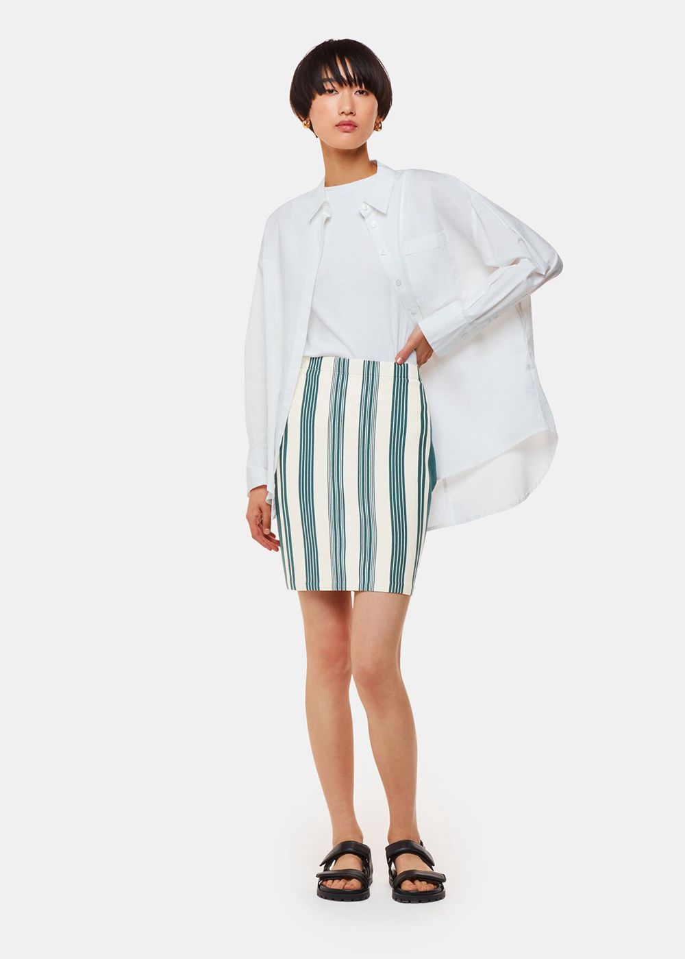 Whistles Vertical Stripe Knitted Skirts Green / Multicolor | US-23481GESU