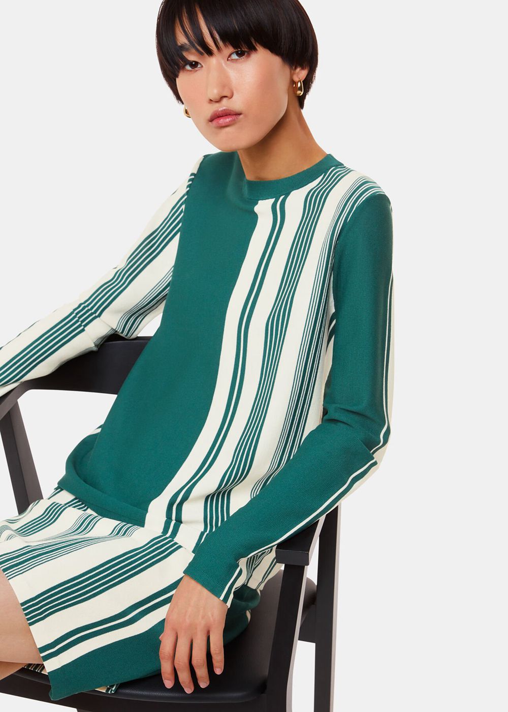 Whistles Vertical Stripe Knitted Skirts Green / Multicolor | US-23481GESU