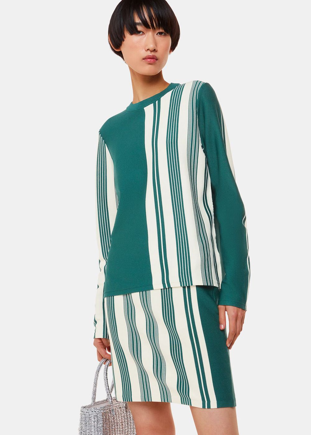 Whistles Vertical Stripe Knitted Skirts Green / Multicolor | US-23481GESU