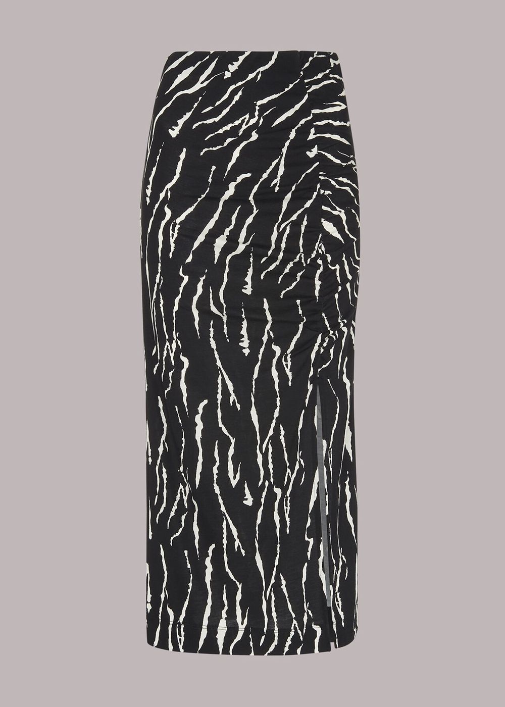 Whistles Vertical Tiger Ruched Skirts Black / Multicolor | US-06143FBDH