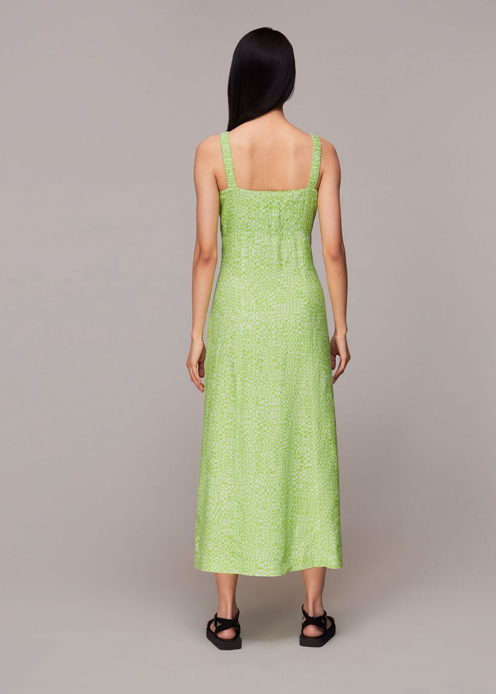 Whistles Warped Checkerboard Midi Dress Light Green | US-85497BQNI