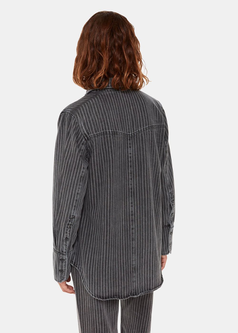 Whistles Washed Stripe Denim Shirts Black | US-16504AGXN