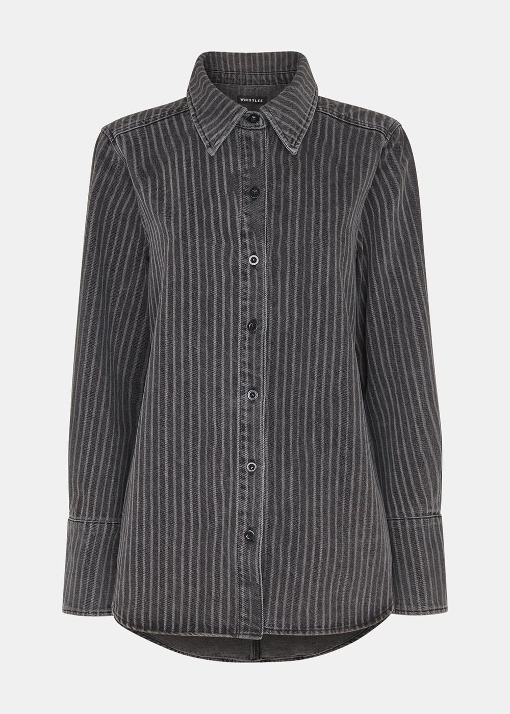 Whistles Washed Stripe Denim Shirts Black | US-16504AGXN