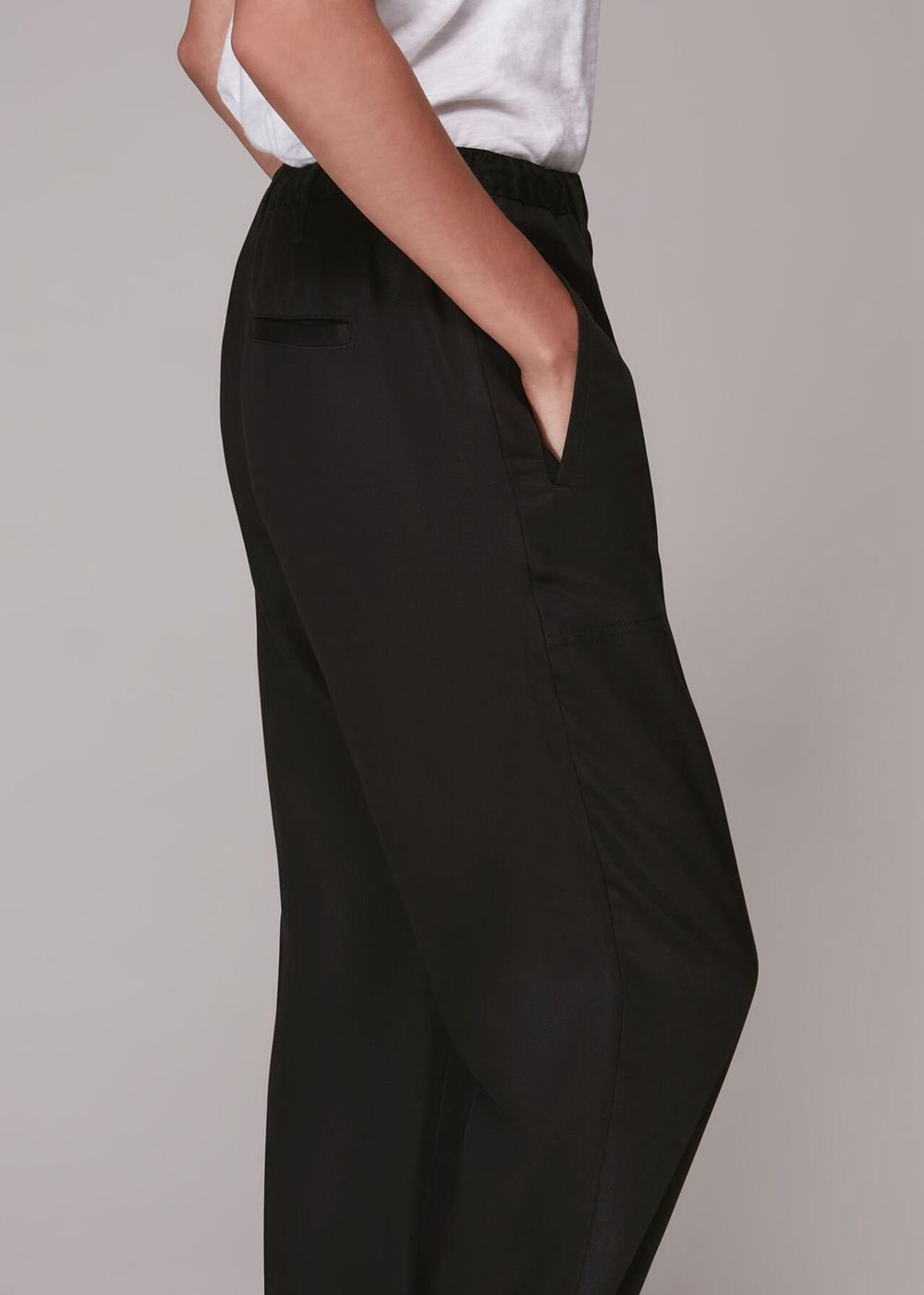 Whistles Washed Tie Hem Pants Black | US-97682YQRJ