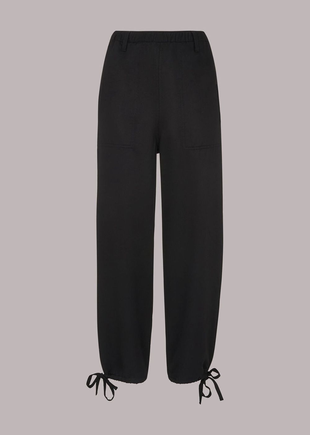 Whistles Washed Tie Hem Pants Black | US-97682YQRJ