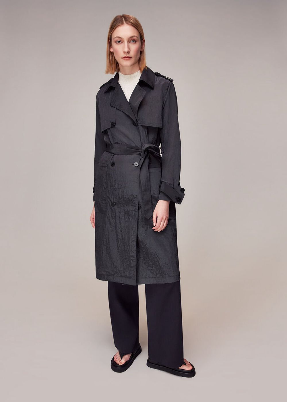 Whistles Water Resistant Trench Coat Dark Grey | US-72490SEJP