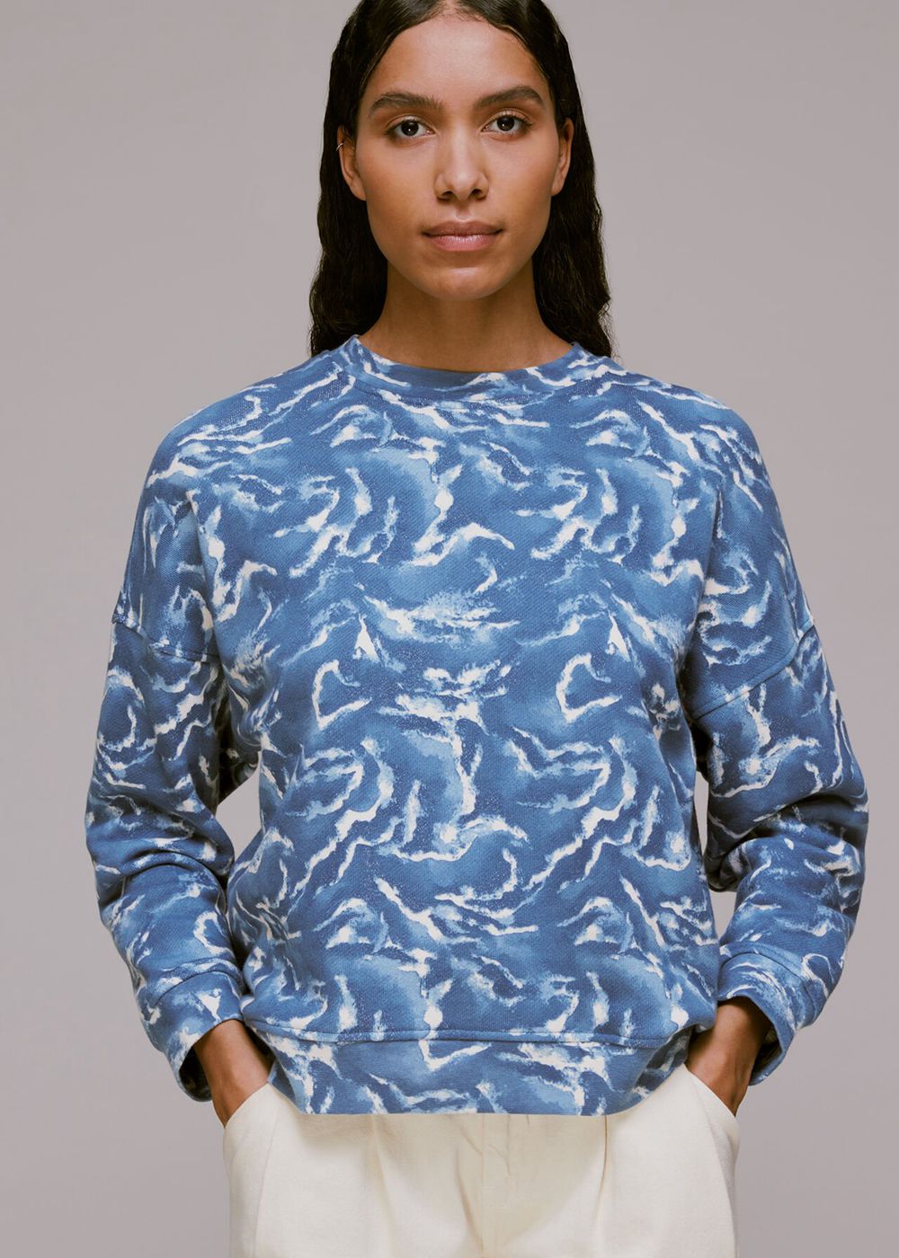 Whistles Watercolour Zebra Sweatshirt Blue / Multicolor | US-76104KFMX