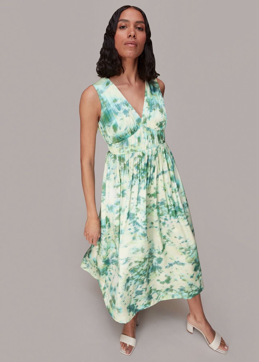 Whistles Waterflower Silk Mix Dress Green / Multicolor | US-35627SQWX