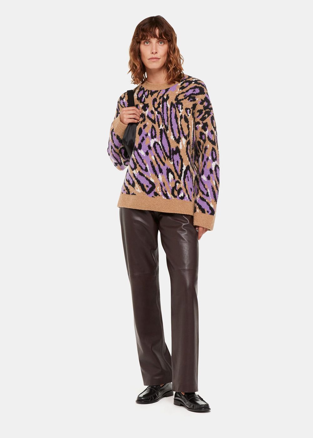 Whistles Waving Leopard Jacquard Sweater Multicolor | US-89645WRQP