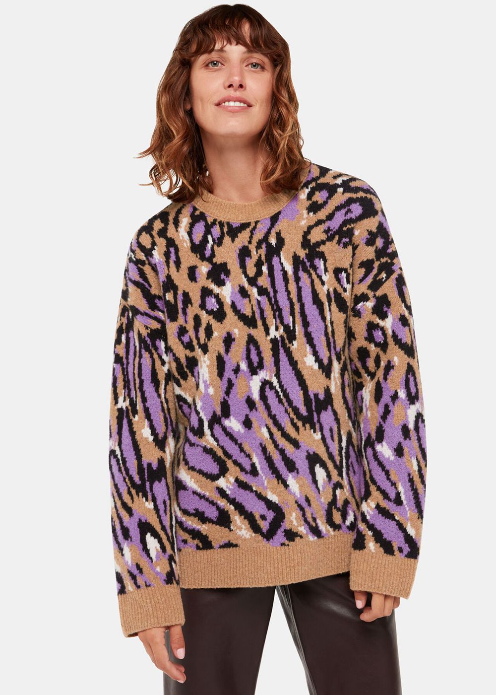 Whistles Waving Leopard Jacquard Sweater Multicolor | US-89645WRQP