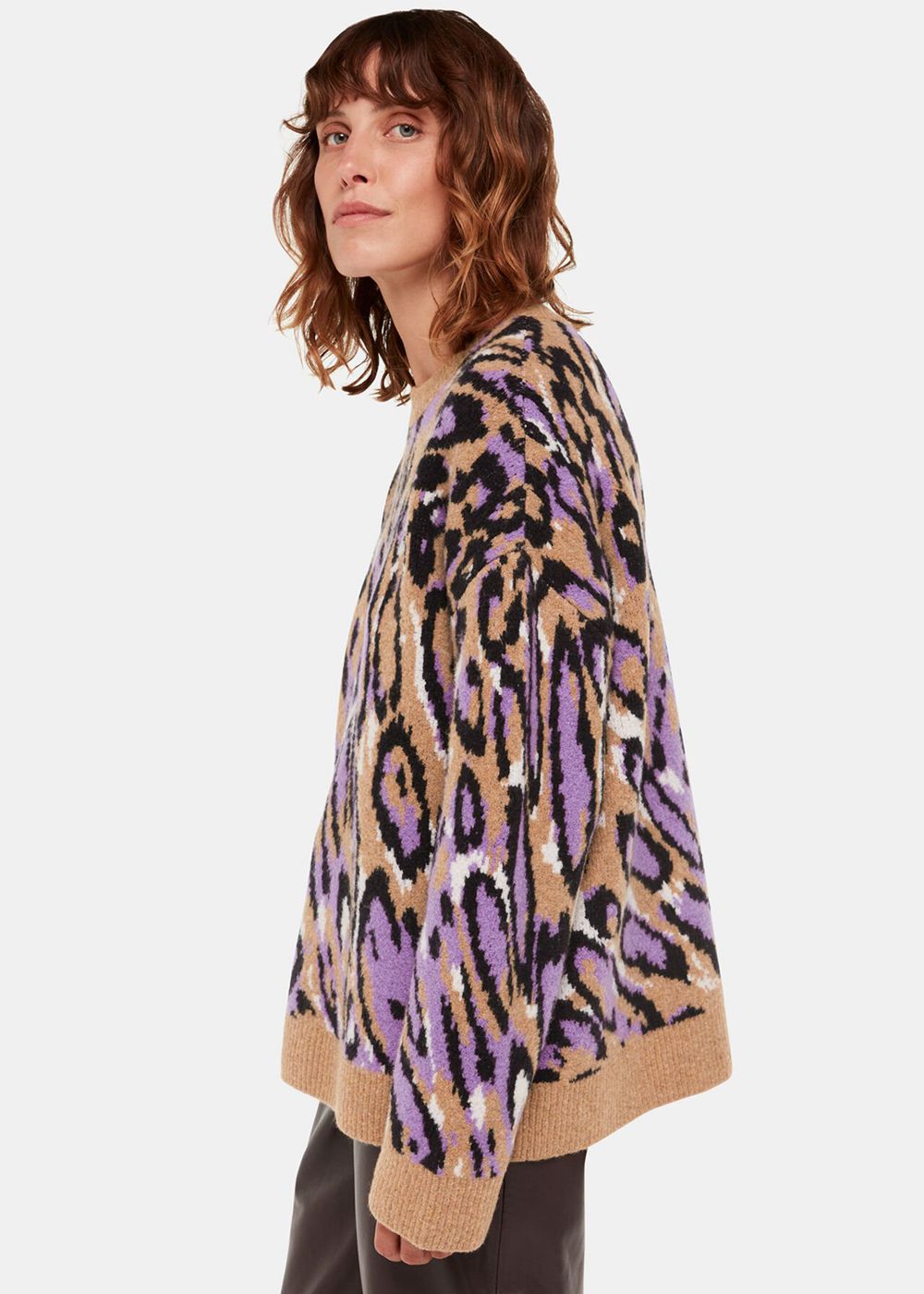 Whistles Waving Leopard Jacquard Sweater Multicolor | US-89645WRQP