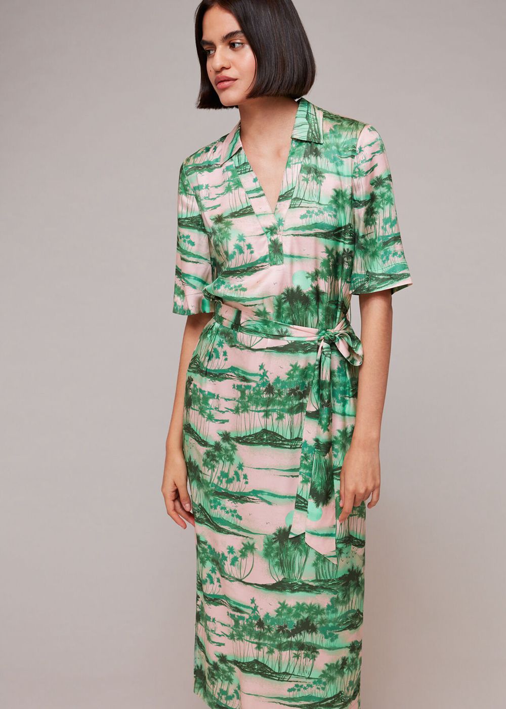 Whistles Waving Palms Shirt Dress Multicolor | US-29456MUDH