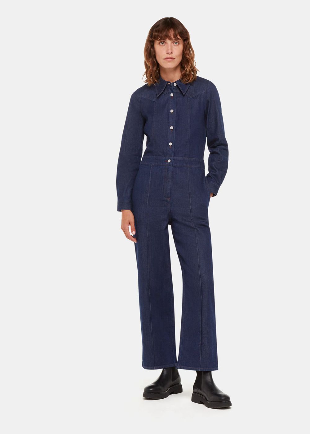 Whistles Western Denim Jumpsuit Blue | US-72408DUWS