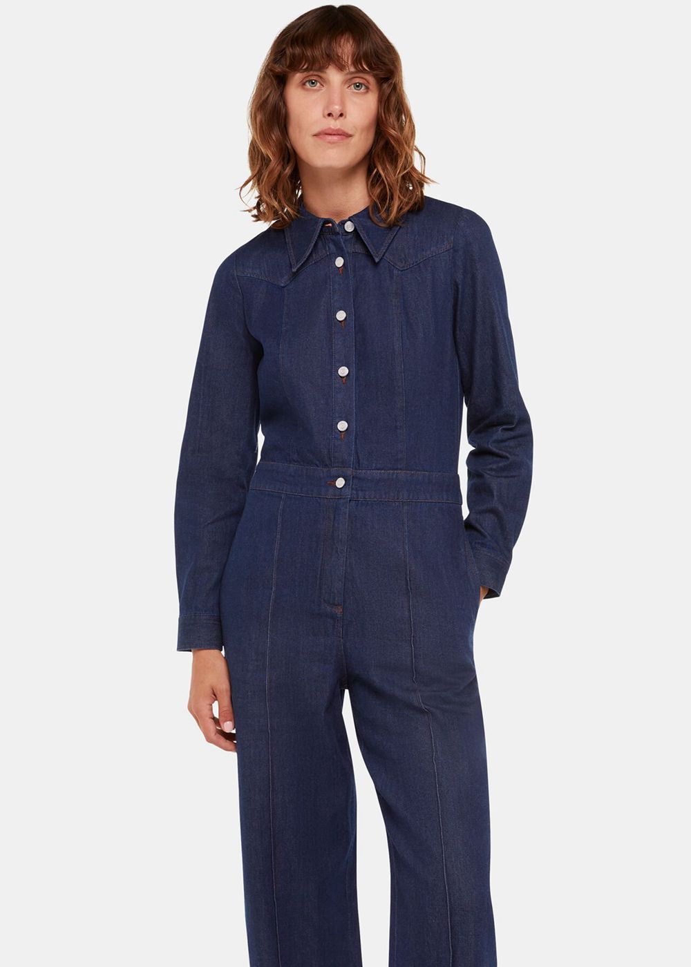 Whistles Western Denim Jumpsuit Blue | US-72408DUWS