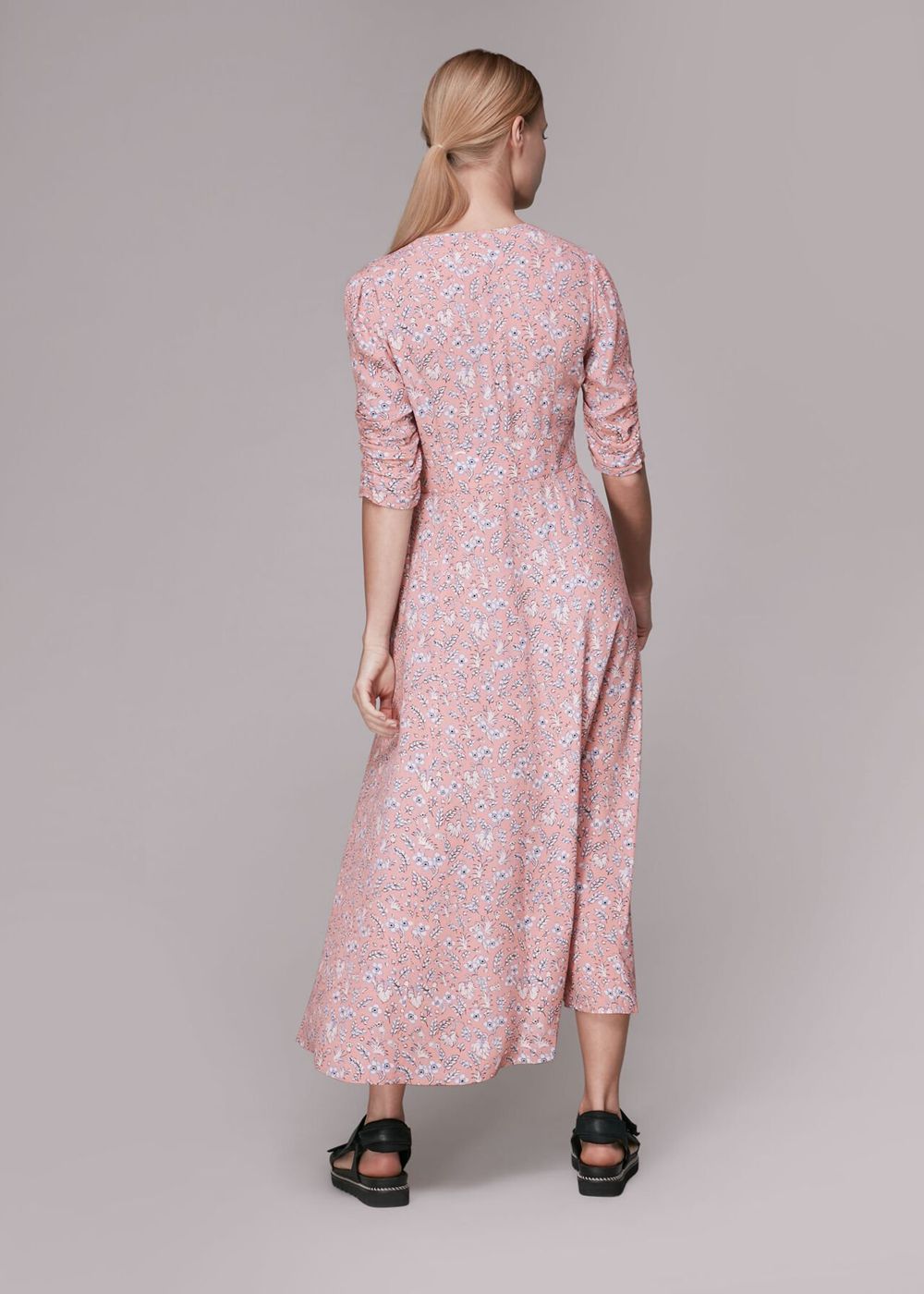 Whistles Wheat Floral Midi Dress Pink / Multicolor | US-82159IBRM