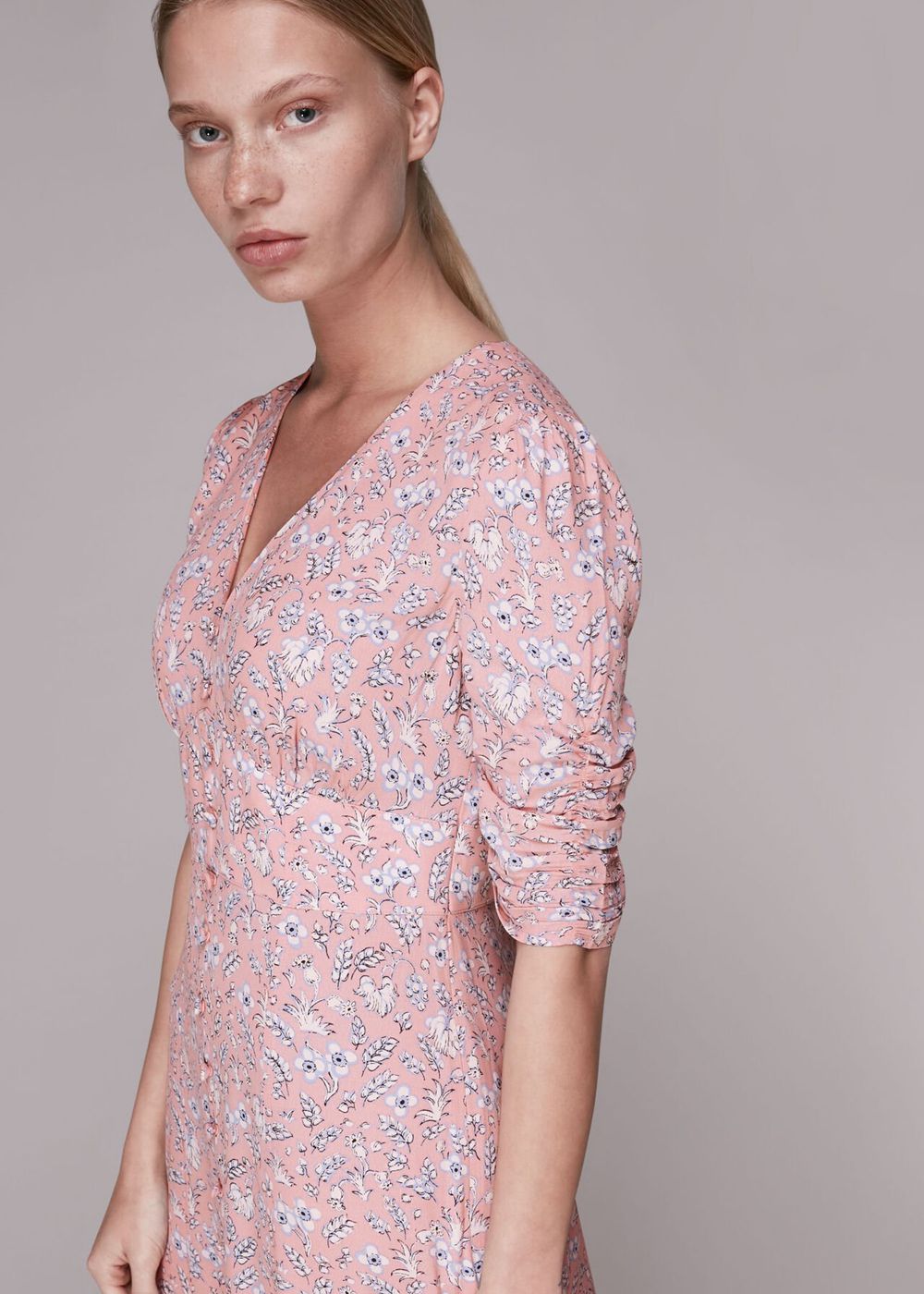 Whistles Wheat Floral Midi Dress Pink / Multicolor | US-82159IBRM