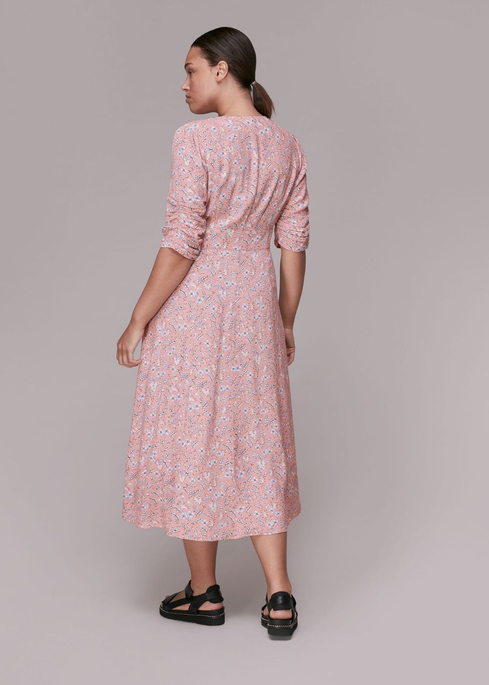 Whistles Wheat Floral Midi Dress Pink / Multicolor | US-82159IBRM