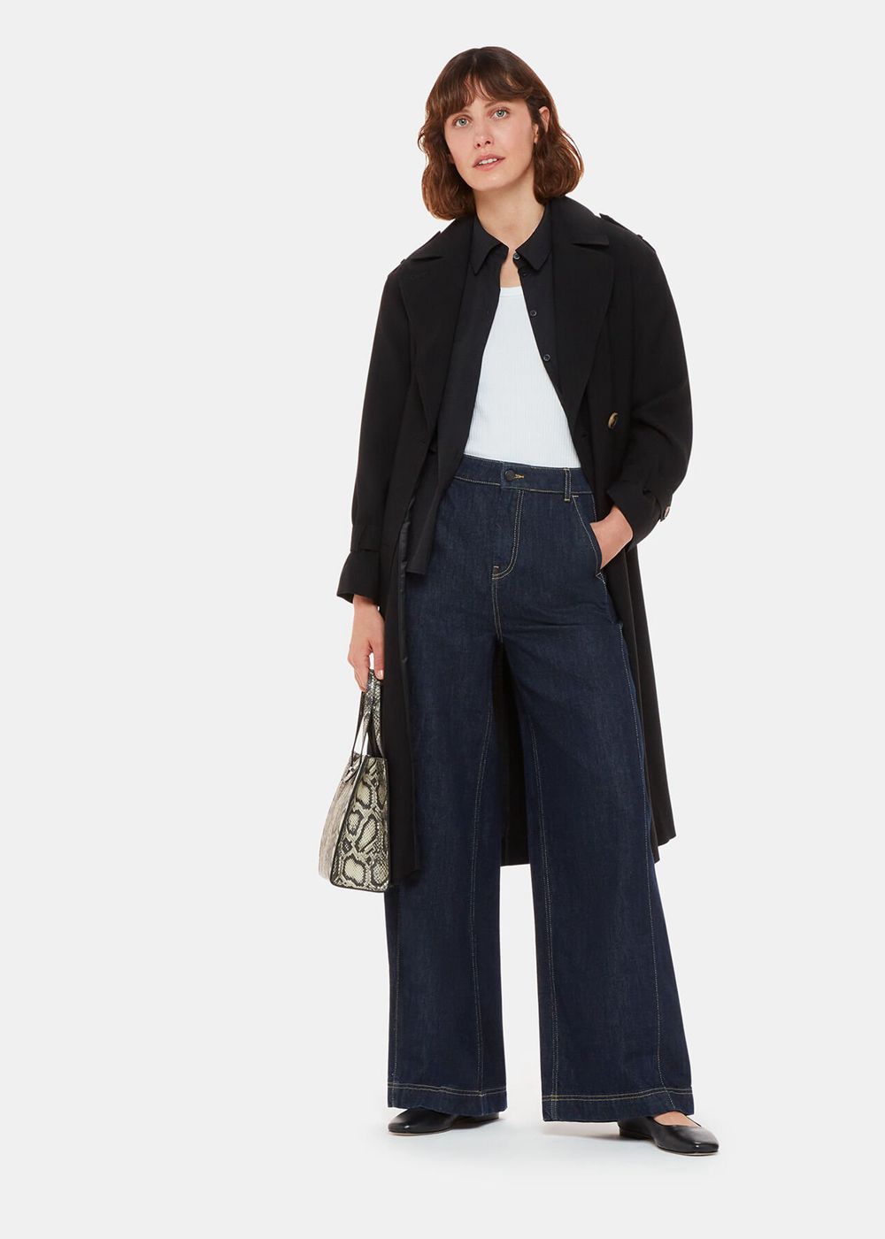 Whistles Wide Leg Cargo Jeans Dark Blue | US-86279WAMD