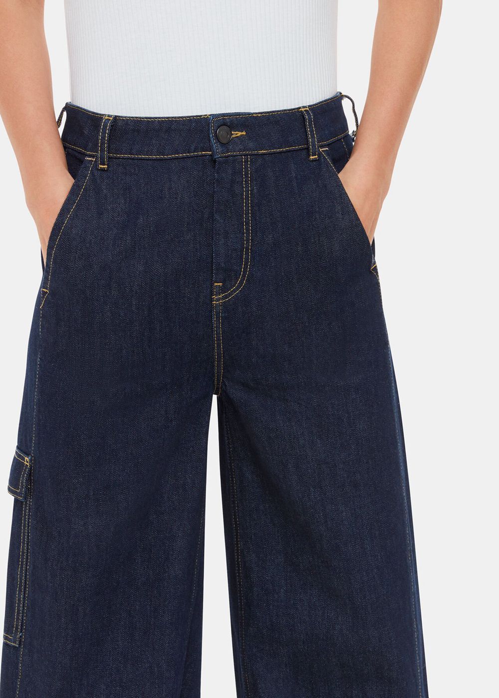 Whistles Wide Leg Cargo Jeans Dark Blue | US-86279WAMD