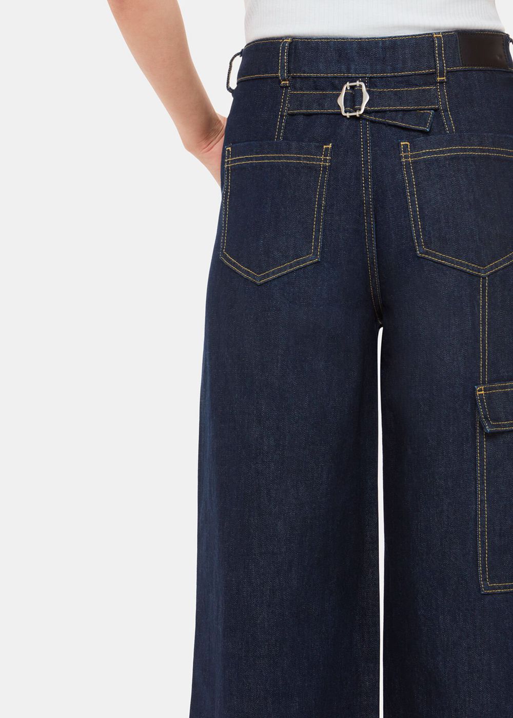 Whistles Wide Leg Cargo Jeans Dark Blue | US-86279WAMD