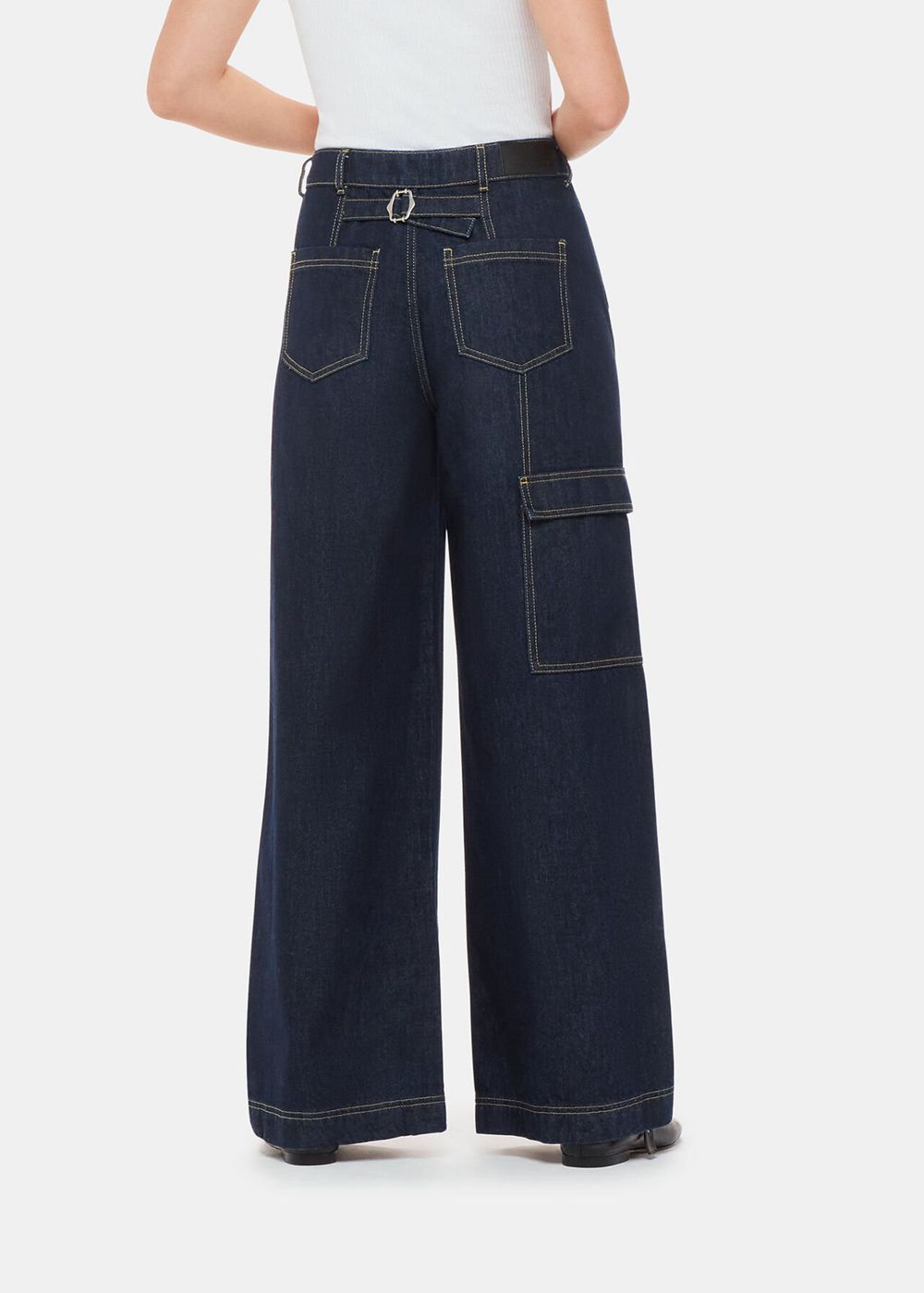 Whistles Wide Leg Cargo Jeans Dark Blue | US-36508WJKM