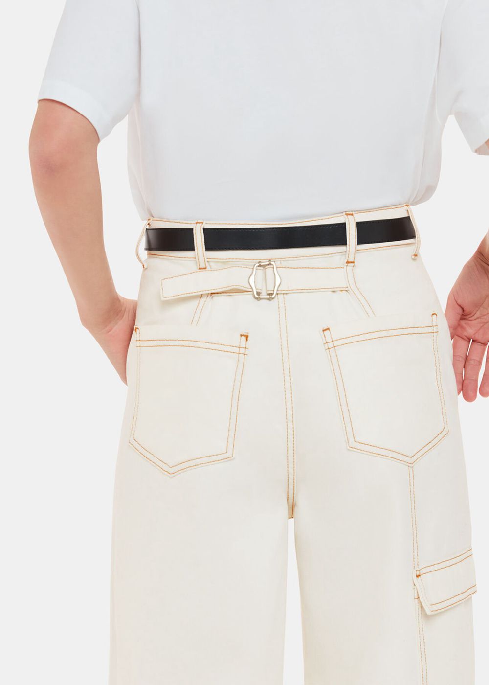 Whistles Wide Leg Cargo Jeans White | US-10846GFVM