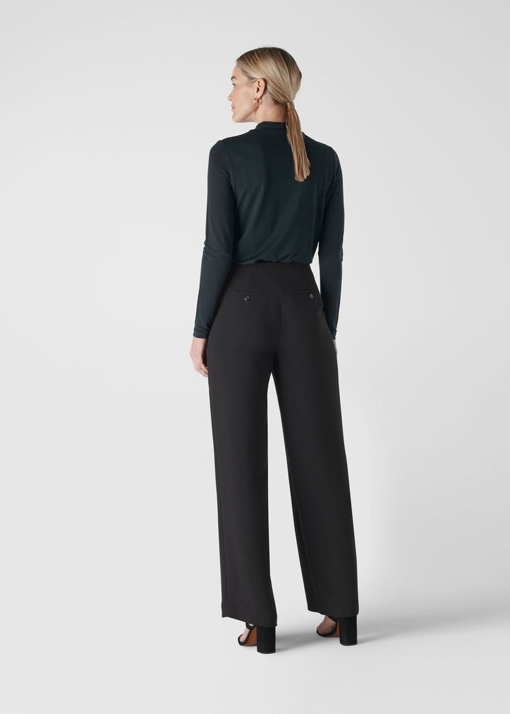 Whistles Wide Leg Crepe Pants Black | US-60318SYNK